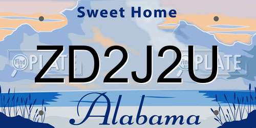 ZD2J2U Alabama License Plate