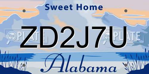 ZD2J7U Alabama License Plate