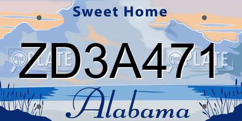 ZD3A471 Alabama License Plate