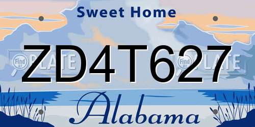ZD4T627 Alabama License Plate