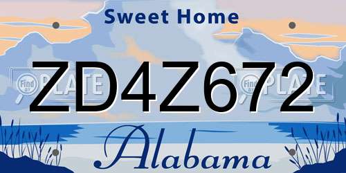 ZD4Z672 Alabama License Plate