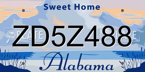 ZD5Z488 Alabama License Plate