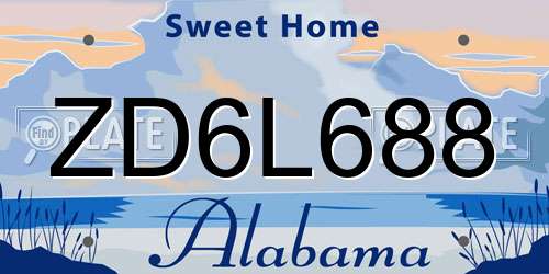 ZD6L688 Alabama License Plate