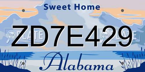 ZD7E429 Alabama License Plate