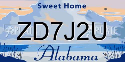 ZD7J2U Alabama License Plate