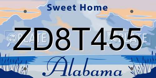 ZD8T455 Alabama License Plate