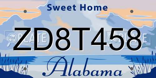 ZD8T458 Alabama License Plate