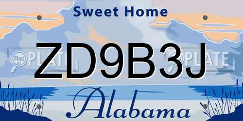 ZD9B3J Alabama License Plate