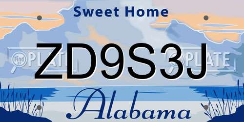 ZD9S3J Alabama License Plate