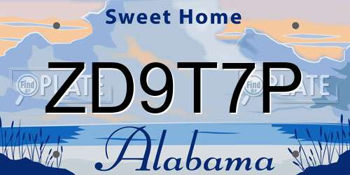 ZD9T7P Alabama License Plate