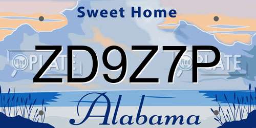 ZD9Z7P Alabama License Plate
