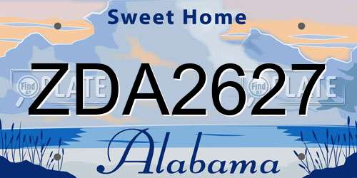 ZDA2627 Alabama License Plate