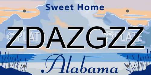 ZDAZGZZ Alabama License Plate