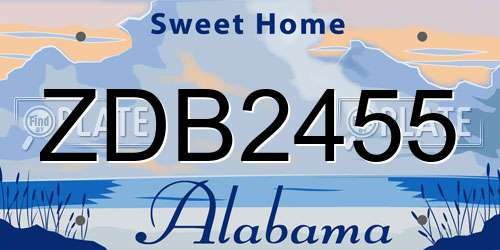ZDB2455 Alabama License Plate
