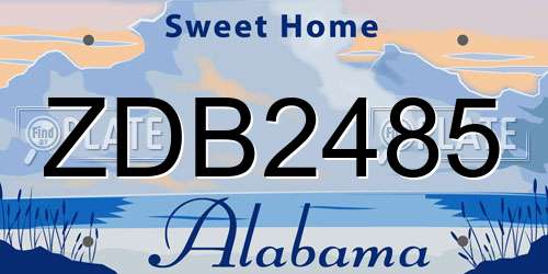 ZDB2485 Alabama License Plate