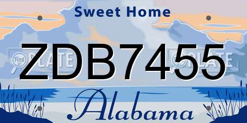 ZDB7455 Alabama License Plate