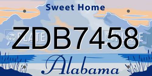 ZDB7458 Alabama License Plate