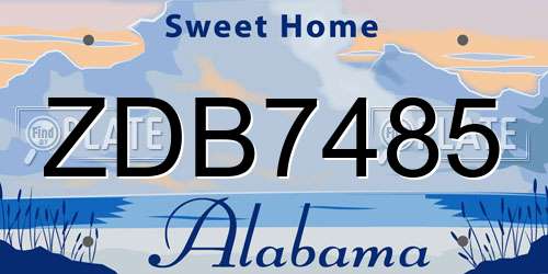 ZDB7485 Alabama License Plate