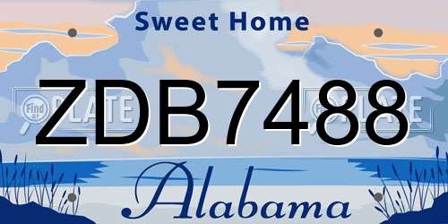 ZDB7488 Alabama License Plate