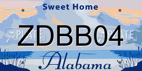 ZDBB04 Alabama License Plate
