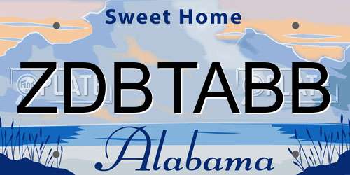 ZDBTABB Alabama License Plate