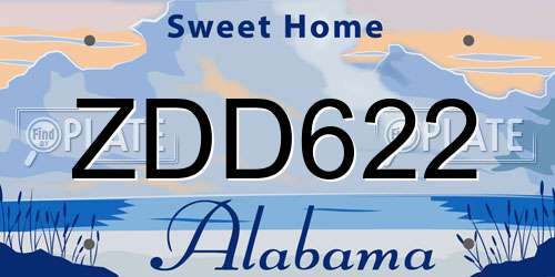 ZDD622 Alabama License Plate