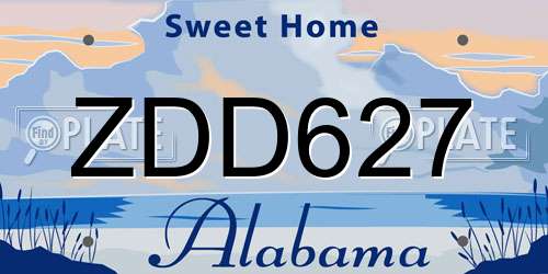 ZDD627 Alabama License Plate