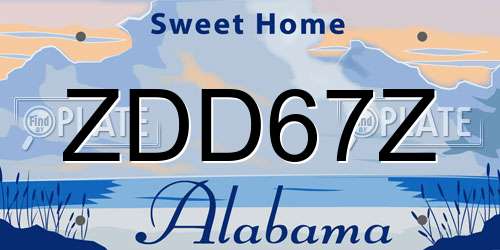 ZDD67Z Alabama License Plate