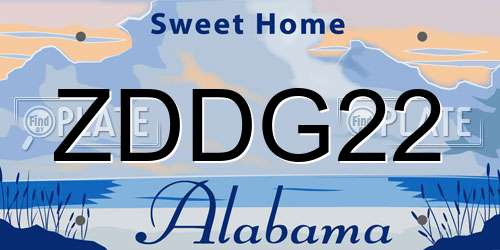 ZDDG22 Alabama License Plate