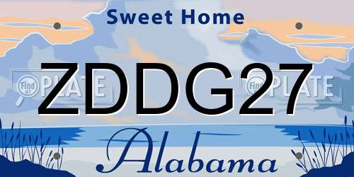 ZDDG27 Alabama License Plate