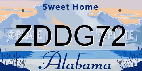 ZDDG72 Alabama License Plate