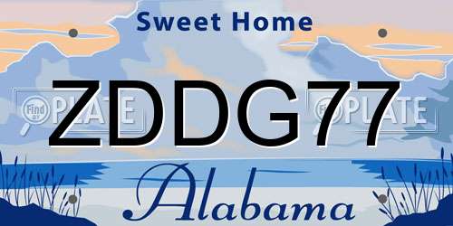 ZDDG77 Alabama License Plate