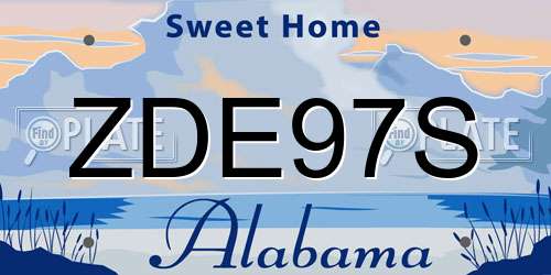 ZDE97S Alabama License Plate