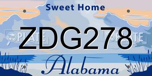 ZDG278 Alabama License Plate