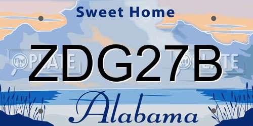 ZDG27B Alabama License Plate