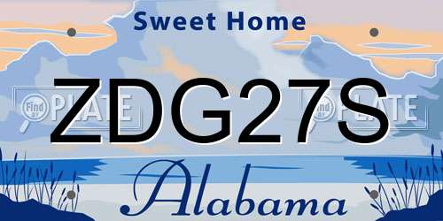 ZDG27S Alabama License Plate