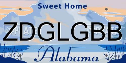 ZDGLGBB Alabama License Plate