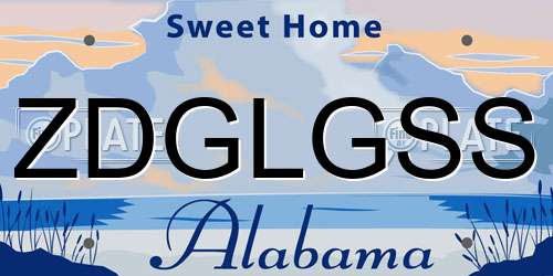 ZDGLGSS Alabama License Plate