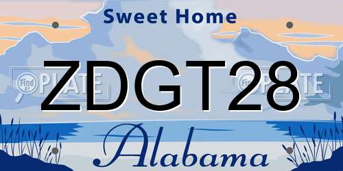 ZDGT28 Alabama License Plate