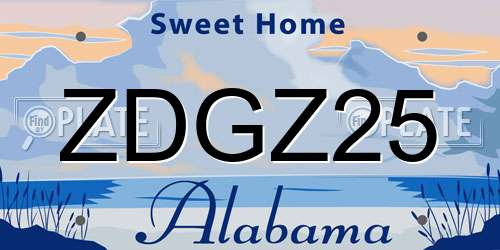 ZDGZ25 Alabama License Plate
