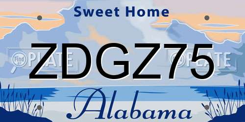 ZDGZ75 Alabama License Plate