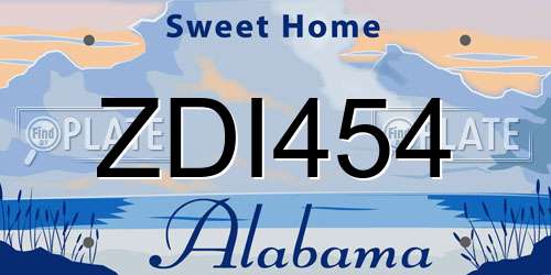 ZDI454 Alabama License Plate