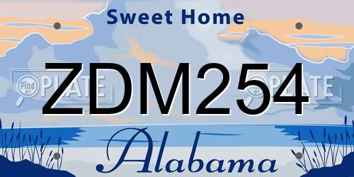 ZDM254 Alabama License Plate