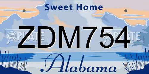ZDM754 Alabama License Plate