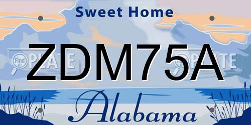 ZDM75A Alabama License Plate