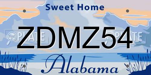 ZDMZ54 Alabama License Plate