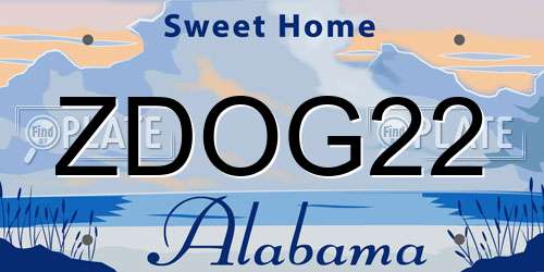 ZDOG22 Alabama License Plate