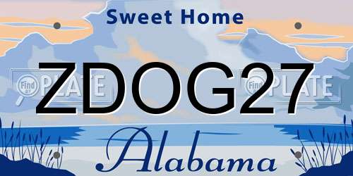ZDOG27 Alabama License Plate