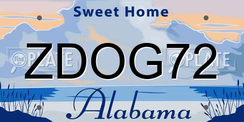 ZDOG72 Alabama License Plate