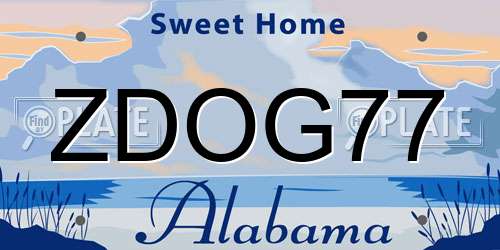 ZDOG77 Alabama License Plate